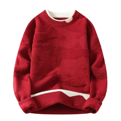 Absztrakt mintázatú textúrált pulóver