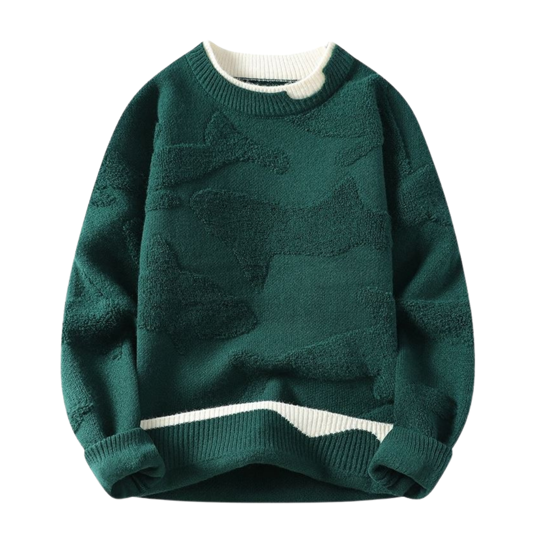 Absztrakt mintázatú textúrált pulóver