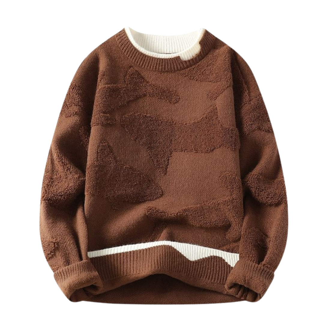 Absztrakt mintázatú textúrált pulóver