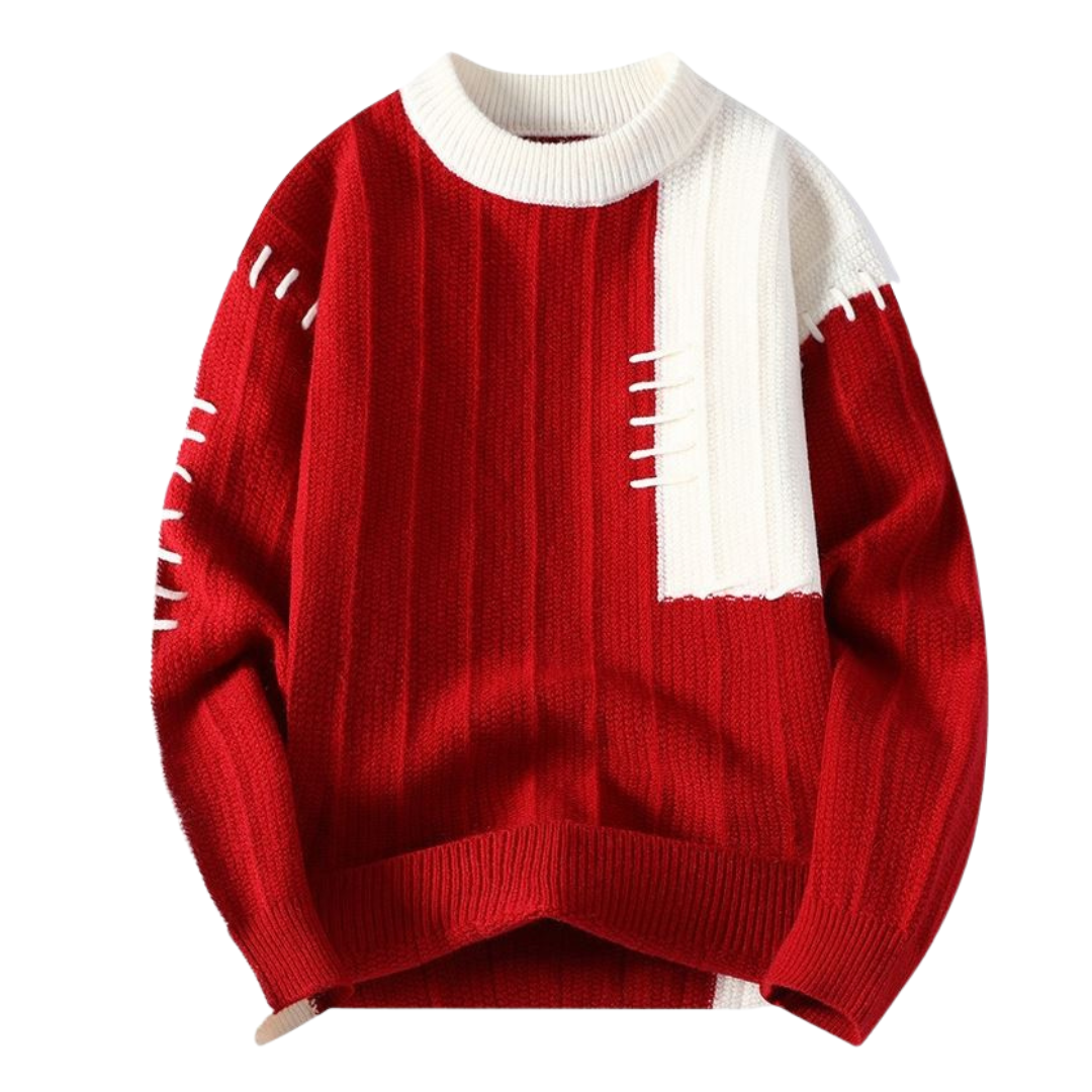 Két Színű Varrott Részletekkel Ellátott Pulóver