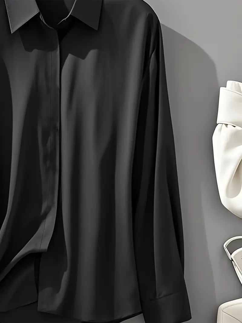 Amiliana - Elegáns Hosszú Ujú Gombos Ing