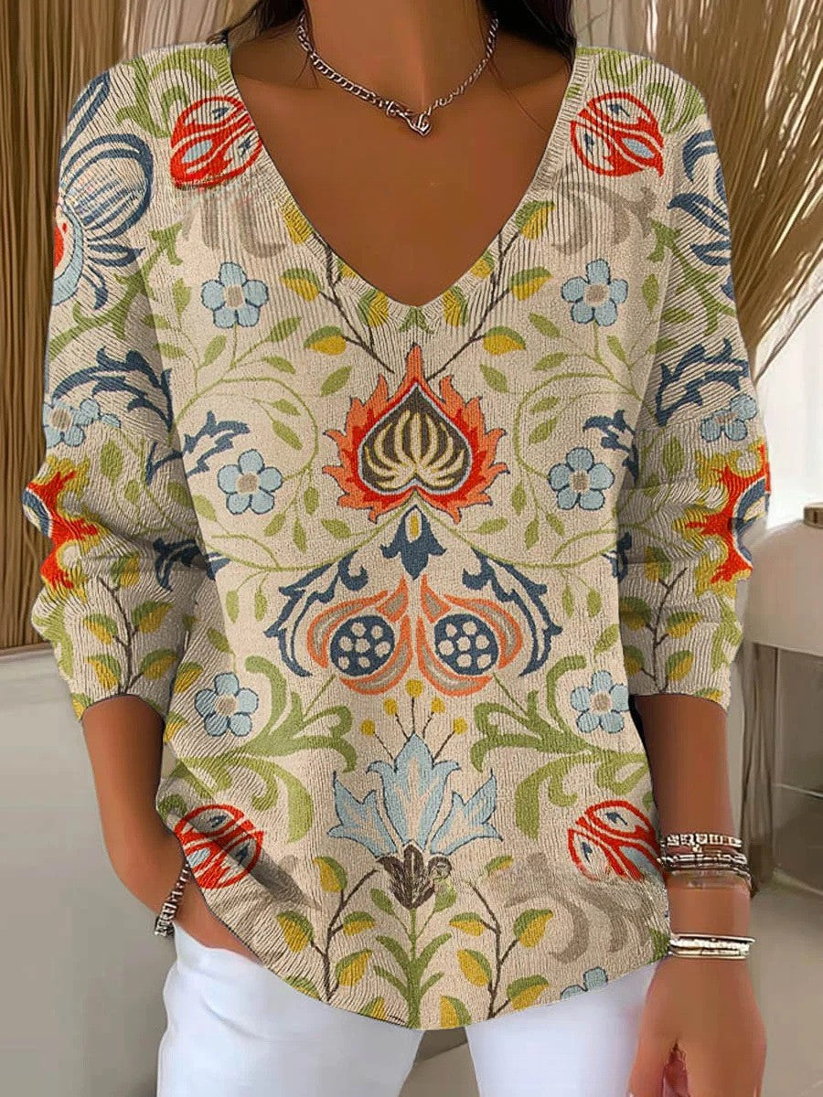 MARGAUX | V-kivágású kötött pulóver